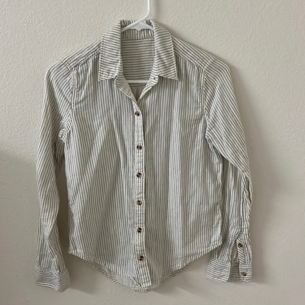 Cream striped long sleeves button up size xs